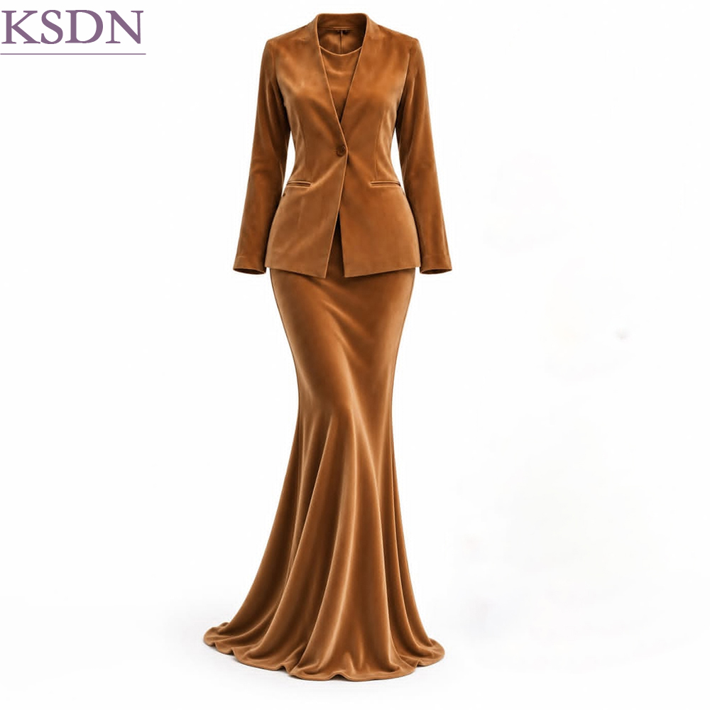 Womens Blazer - ชุดสูทผู้หญิงผ้ากำมะหยี่สุดหรู ดีไซน์สง่างาม กระดุมเม็ดเดียว ไม่มีปก เสื้อแจ็คเก็ต 2