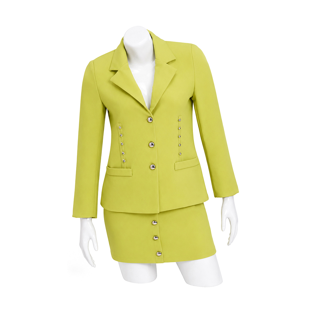 Womens Blazer - ชุดคอสเพลย์นักข่าวเกล เวเธอร์ส สีเขียวสำหรับผู้หญิง ชุด 2 ชิ้น
