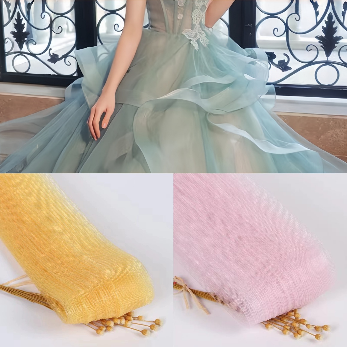 Formal Dress - ผ้าตาข่ายยืดสำหรับเย็บชุดแต่งงาน ชุดเจ้าสาว ชุดราตรี ชุดเต้นรำ คริโนลีน งานฝีมือ