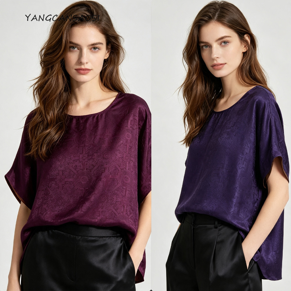 เสื้อยืดแขนสั้นคอกลมเรียบง่ายส - Silk Blouse บทวิจารณ์และราคา