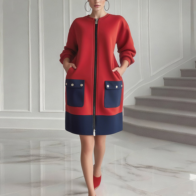 เดรสแขนยาวสีตัดกัน Modigirl สำ - Women'S Red Formal Wear บทวิจารณ์และราคา