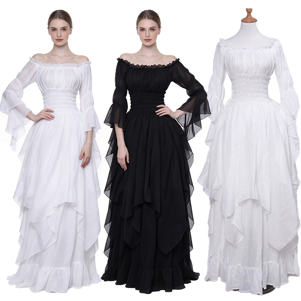 ชุดเดรสสไตล์ยุคกลาง ชุดเดรสยาว - Lace Dress บทวิจารณ์และราคา