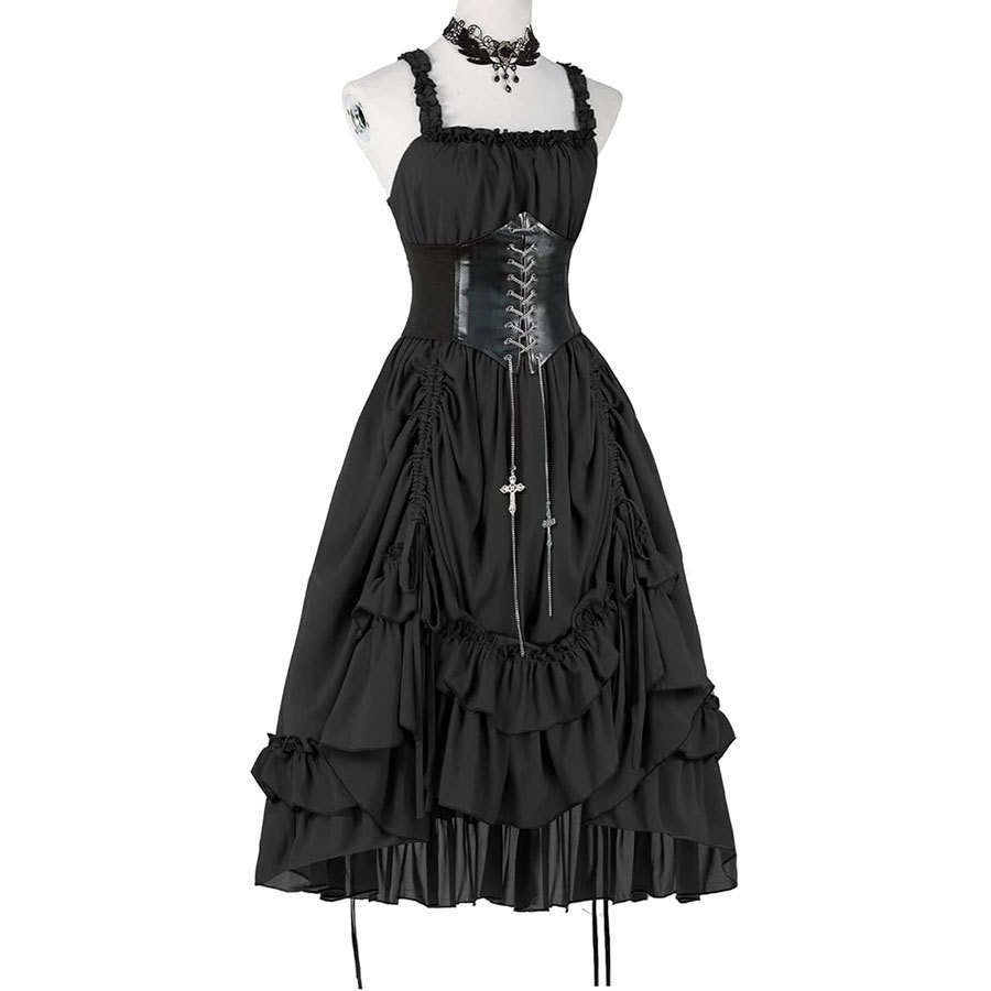 ชุดเดรสโกธิคผู้หญิง คอร์เซ็ทสี - Midi Dress บทวิจารณ์และราคา